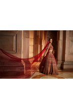 Load image into Gallery viewer, DEEP RED BRIDAL LEHENGA CHOLI SET