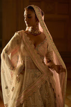 Load image into Gallery viewer, IVORY TAFETTA LEHENGA CHOLI SET WITH TWO TULLE DUPATTAS