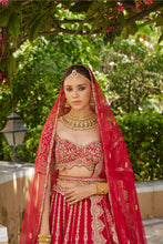 Load image into Gallery viewer, CARDINAL RED RAW SILK LEHENGA