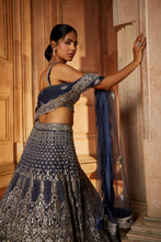 Load image into Gallery viewer, MIDNIGHT BLUE TULLE LEHENGA CHOLI SET