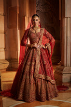 Load image into Gallery viewer, DEEP RED BRIDAL LEHENGA CHOLI SET
