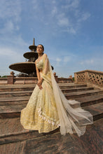 Load image into Gallery viewer, TRIPPLE COLOUR SHADED ORGANZA LEHENGA CHOLI DUPATTA SET WITH OPTIONAL VEIL