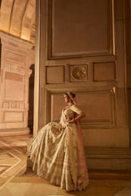 Load image into Gallery viewer, IVORY TAFETTA LEHENGA CHOLI SET WITH TWO TULLE DUPATTAS