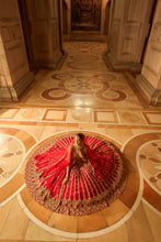 Load image into Gallery viewer, DEEP RED RAW SILK LEHENGA WITH GOLD CHOLI AND TULLE DUPATTA
