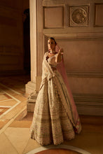 Load image into Gallery viewer, IVORY TAFETTA LEHENGA CHOLI SET WITH TWO TULLE DUPATTAS