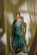 Load image into Gallery viewer, TEAL GREEN ANARKALI SET
