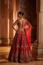 Load image into Gallery viewer, DEEP RED BRIDAL LEHENGA CHOLI SET