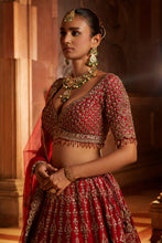 Load image into Gallery viewer, DEEP RED BRIDAL LEHENGA CHOLI SET