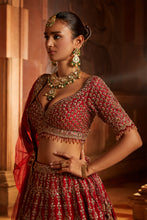 Load image into Gallery viewer, DEEP RED BRIDAL LEHENGA CHOLI SET