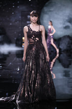 Load image into Gallery viewer, Medea Burnt Brown Lurex Flared Gown