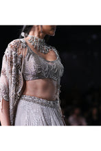 Load image into Gallery viewer, Dusty Ivory Chikankari lehenga interspersed with Pearl and zardozi hand embroidery