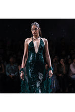 Load image into Gallery viewer, Cleo Green Sequin Sheeted Body Con Gown