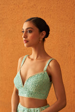 Load image into Gallery viewer, Sea Green Raw Silk Lehenga Set