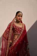 Load image into Gallery viewer, Maroon Double Dupatta Lehenga Set