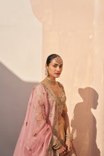 Load image into Gallery viewer, Gold Organza Double Dupatta Lehenga Set