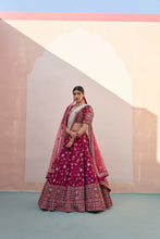 Load image into Gallery viewer, Wine Double Dupatta Lehenga Set
