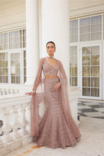 Load image into Gallery viewer, Salmon Pink Lehenga And Cape Set
