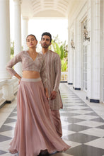 Load image into Gallery viewer, SALMON PINK EMBELLISHED LEHENGA SET