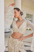 Load image into Gallery viewer, IVORY EMBROIDERED SKIRT AND BLOUSE