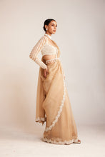 Load image into Gallery viewer, Beige Chandelier Drop Saree Set