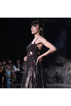 Load image into Gallery viewer, Medea Burnt Brown Lurex Flared Gown
