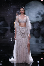 Load image into Gallery viewer, Cynthia Chiffon Crystal Encrusted Draped Sari Set