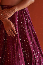 Load image into Gallery viewer, Wine Raw Silk Lehenga Set