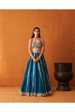 Load image into Gallery viewer, Peacock Blue Raw Silk Lehenga Set