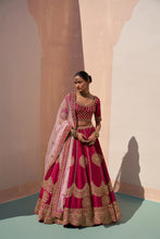 Load image into Gallery viewer, Wine Double Dupatta Lehenga Set