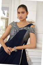 Load image into Gallery viewer, NET YOKE SATIN ORGANZA BOTTOM CHIFFON DRAPE