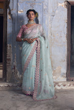 Load image into Gallery viewer, FUCHSIA SEA GREEN ORGANZA SAREE