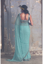 Load image into Gallery viewer, AQUA BLUE CHIFFON SAREE