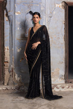 Load image into Gallery viewer, BLACK GOLD GEORGETTE SAREE