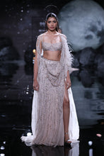 Load image into Gallery viewer, Cynthia Chiffon Crystal Encrusted Draped Sari Set