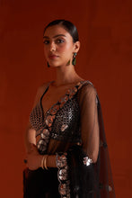 Load image into Gallery viewer, Black Net Saree