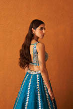 Load image into Gallery viewer, Peacock Blue Raw Silk Lehenga Set