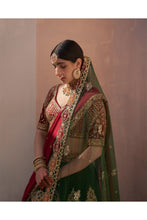 Load image into Gallery viewer, Bottle Green Double Dupatta Lehenga Set