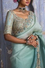 Load image into Gallery viewer, JADE GREEN OMBRE ORGANZA SAREE