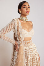 Load image into Gallery viewer, Beige Chandelier Pearl Lehenga Set