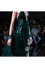 Load image into Gallery viewer, Cleo Green Sequin Sheeted Body Con Gown