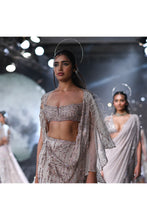 Load image into Gallery viewer, Cynthia Chiffon Crystal Encrusted Draped Sari Set