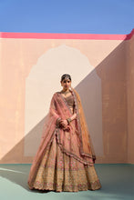 Load image into Gallery viewer, Mustard Organza Double Duppatta Lehenga Set