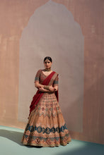 Load image into Gallery viewer, Nude Raw Silk Double Dupatta Lehenga Set