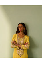 Load image into Gallery viewer, Yellow Silk Kurta Set