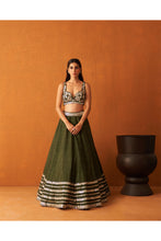 Load image into Gallery viewer, Forest Green Raw Silk Lehenga Set