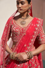 Load image into Gallery viewer, Red Double Dupatta Lehenga Set