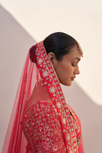 Load image into Gallery viewer, Red Double Dupatta Lehenga Set