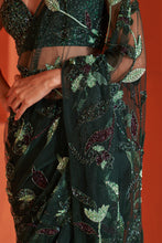 Load image into Gallery viewer, Hunter Green Net Saree