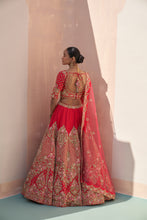 Load image into Gallery viewer, Red Double Dupatta Lehenga Set