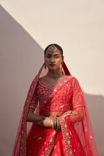 Load image into Gallery viewer, Red Double Dupatta Lehenga Set